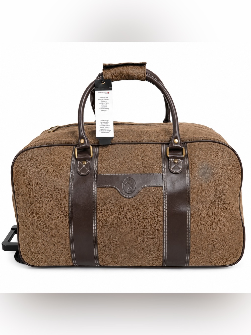 Sovrano Rolling Duffel Bag Brown Novohyde Wheeled Travel Weekender 24” Carry On